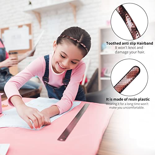 Fuyamp 6 Packs Plastic Headband Plain Headband Hair Bands with Teeth, Plastic Headbands Alice Band Sharks Tooth Comb Headband Hair Accessories fo