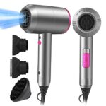 Vigoflix Professional Hair Dryer 2000W Powerful Ionic Hairdryer with 1 Diffuser & 2 Nozzles with 3 Heating, 2 Speed and Cool Button for Different