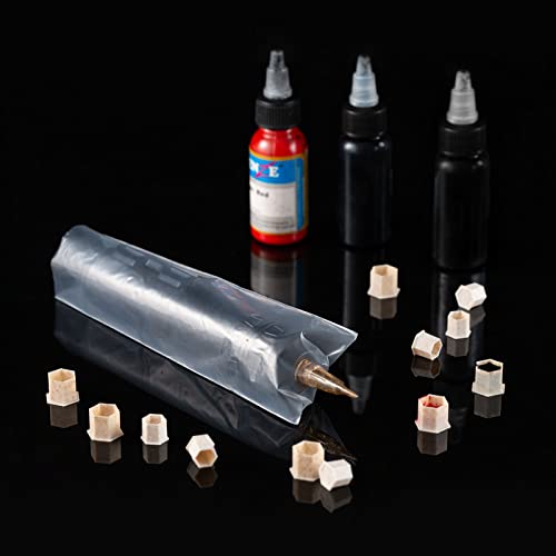 EZ Tattoo Machine Covers - 200pcs (2.4 inch X 7 inch) Disposable Tattoo Pen Machine Bags Transparent White Cartridge Machine Sleeves for Wireless