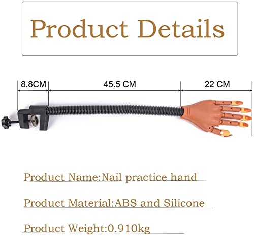 Upgrade Nail Training Hand, Professional Nail Art Hand, Practice Hand for Acrylic Nails, Adjustable Nail Practice Hand with 100PCS Practice Nail