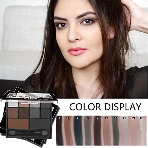 HERBENJOY Eyeshadow Palette Full Matte Pallets 10 Eye Shadow Shades Smokey Makeup Set,Intense Color,Pressed Pigments,With Dual-Ended Applicator B