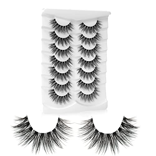 Onlyall Lashes Mink False Eyelashes Natural Wispy Lashes Soft Faux Mink Lashes Fluffy False Lashes 16MM A04