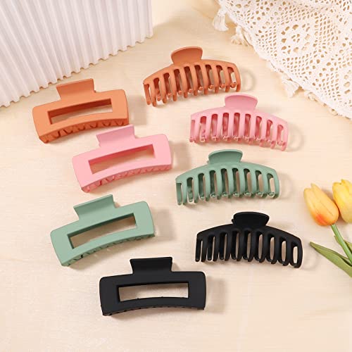 Hair Claw Clips for Women Girls, 8 PCS Hair Clips for Thick Hair, Thin Hair Strong Large Hold Hair Claw 4.3" Nonslip Hair Clamps Claw Clip Grips