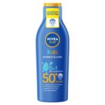 NIVEA SUN Kids Moisturising Sun Lotion SPF50+ (200 ml), Moisturising Suncream with SPF50+, Children's Sunscreen for Immediate Protection from Sun