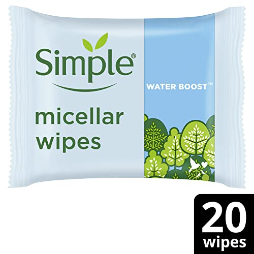 Simple Kind to Skin hypoallergenic Micellar Biodegradable Cleansing Wipes for sensitive skin 20 wipes