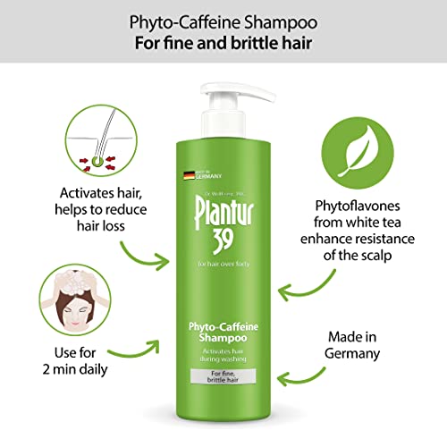 Plantur 39 Caffeine Shampoo 500ml with Dispenser Prevents and Reduces Hair Loss | Set with Conditioner for Fine Brittle Hair | Unique Galenic For