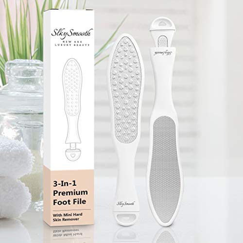 SlkySmooth 3-in-1 Foot File | Hard Dead Skin Remover | Cracked Heels Callus Pedicure Scrubber Corn Removal | Scraper Grater Pumice Stone Exfoliat