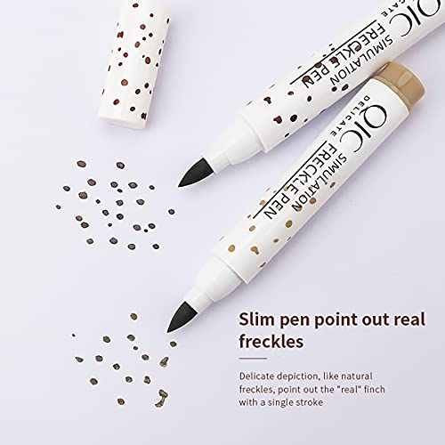 Mysense 2 Colors Freckle Pen Makeup,Natural Lifelike Fake Freckles Magic Freckle Color Pen,Soft Waterproof Long-lasting Pen for Effortless Sunkis