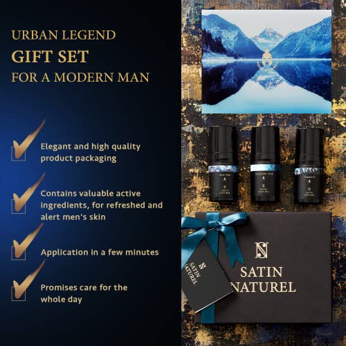 Skin Care Set for Men, Organic Face Cleanser + Face Moisturiser + Mens Eye Cream 3x30ml - Bio Products Formulated for Men for Clean, Hydrated Ski