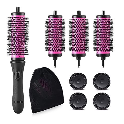Hivexagon Round Hair Brush Set with Detachable Barrels Styling Tool,6 Barrels 1 Handle 6 Clips,3 Barrel Sizes - Small Medium Large