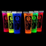 UV Glow Neon Face and Body Paint - Fluorescent - Brightest glow under UV! (10ml (Pack of 6))