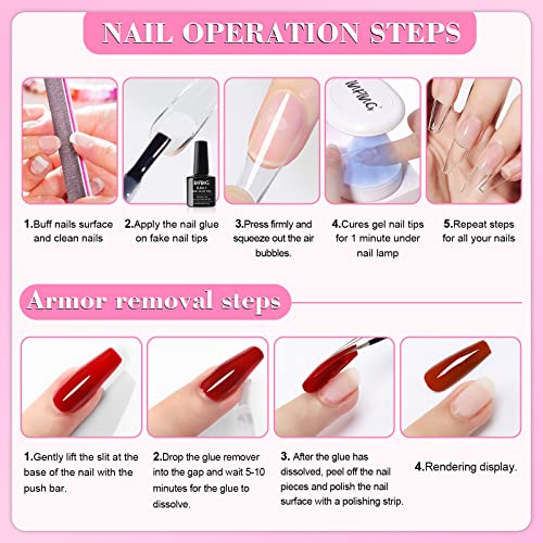 INPING Gel Nail Glue, 2PCS 8ML Nail Glue 6-In-1 False Nail Tips Gel Glue Kit Extra Strong Nail Bond Nail Glue Gel for Nail Extension Tips/Acrylic