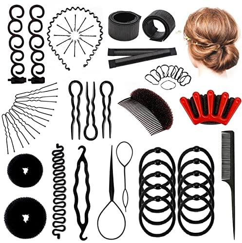 Jingxinxin Hair Styling Set, 20 Pcs DIY Women Hair Accessories Braid,Girls Hairstyle Maker Tool, Hairpin Holding Magic Braiding Twist Curler Tool