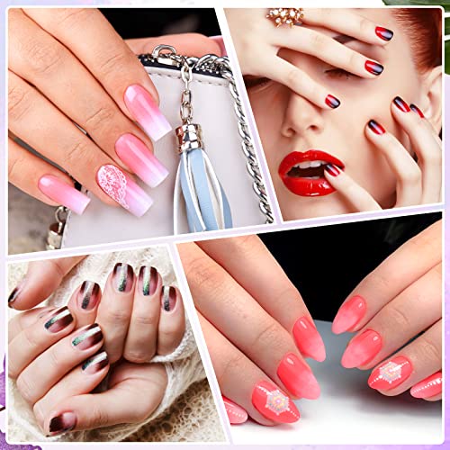 Greoer Nail Art Sponge Brush Applicator with 4 Pieces Replacement Head, Double Head Acrylic Nails Ombre Sponge Nail Design Accessories for UV Gel