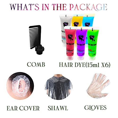 Byhoo Hair dye for Dark Hair, Temporary Hair Colour Comb for GIrl & Women. Great Gift on Birthday Halloween Christmas Cosplay Party, Easy Washabl
