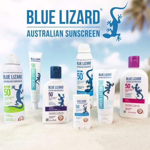Blue Lizard SENSITIVE Mineral Sunscreen with Zinc Oxide, SPF 50+, Water Resistant, UVA/UVB Protection with Smart Cap Technology - Fragrance Free,