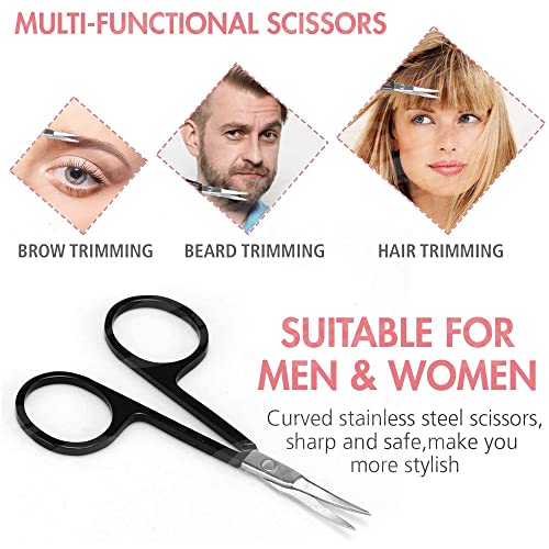 Gibot Eyebrow Set, 5pcs Stainless Steel Eyebrow Grooming Kit with Tweezers, Scissors, Eyebrow Brush Comb, Eyebrow Pencil, Razor and Travel Case f