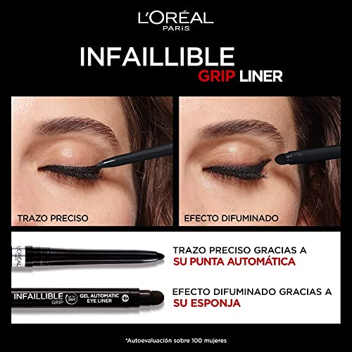 L'Oréal Paris Gel Eyeliner, Intense Long-lasting Colour, Semi Permanent, Infallible Grip 36H Gel Automatic Eyeliner, Intense Black