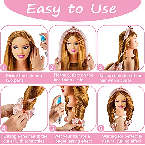 Heatless Curlers Headband, Silk Ribbon Curling Rod Lazy Natural Soft Wave Formers Sleeping Overnight Hair Wrap Kit No Heat Hair Styling Tools for