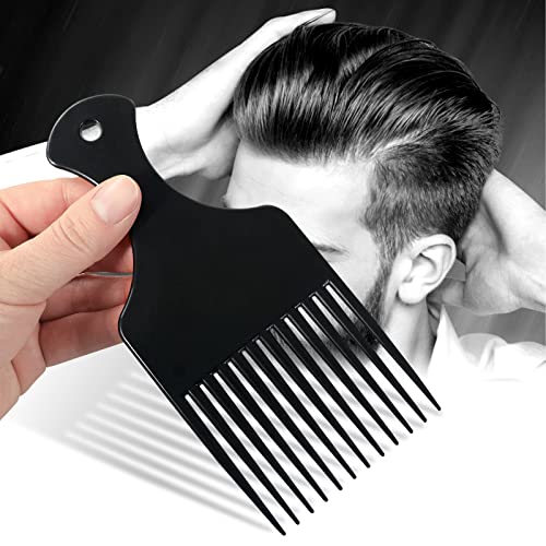 Sularpek 2 Pcs Afro Hair Comb, Black Plastic Afro Hair Comb Hair, Hair Pick Comb, Smooth & Sturdy Wide Tooth Plastic Afro Pick, for Detangling An