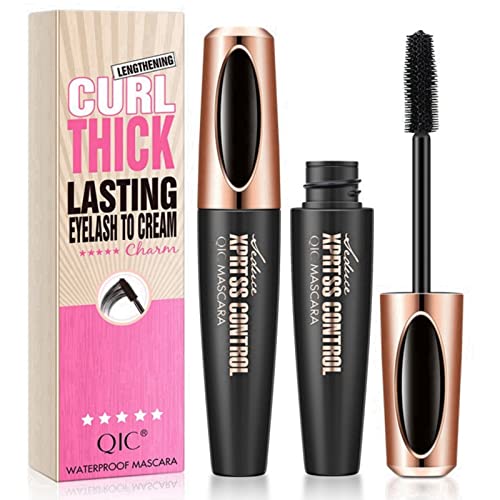 Mascara Black,4D Silk Fiber Eyelash Mascara,Mascara Black Volume and Length Waterproof,False Lash Effect Mascara, Extra Long Lash Mascara,Lengthe