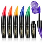 Colour Mascara Set,MKNZOME 6pcs Rainbow Colour Waterproof Mascara 4D Fiber Lash Long Lasting Thick Mascara Volume Eye lash Halloween Xmas Make Up