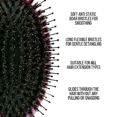 SimplyHair Ultimate Hair Extension Brush & Detangler Anti-Static, Dual Bristle Design, Soft Boar Bristle, Suitable for All Hair Types & Extension