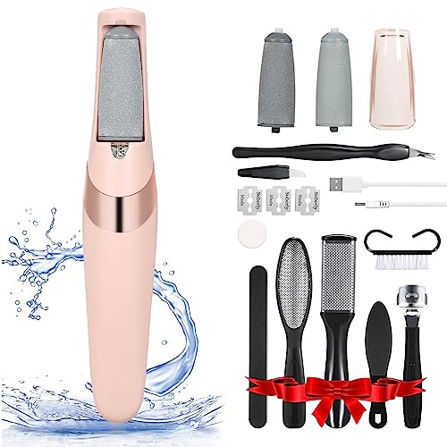 Pretfy Foot File, Electric Foot Callus Remover Rechargeable Pedicure Tool, 10 in 1 Electric Pedicure Feet Callus Remover Foot Care For Dead Skin