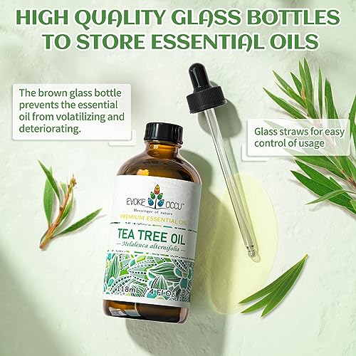 EVOKE OCCU Tea Tree Essential Oil 118ml, Pure Tea Tree Oil for Diffuser Skin Hair Body Nail Care- 4 FL Oz