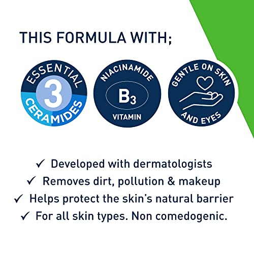 CeraVe Micellar Cleansing Water for All Skin Types including sensitive skin and makeup removal 295ml with Niacinamide and Ceramides
