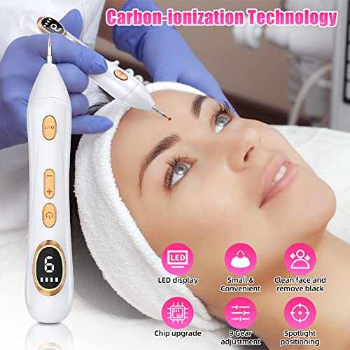 Augot Skin Tags Removal Pen, Professional Mole Remover Pen kit Portable USB Rechargeable Skin Tag Removal Pen with 9 Modes LCD Display Replaceabl