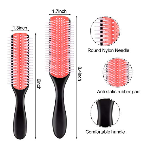 Mabox Curly Hair Brush 2Pcs - 9 Row and 5 Row Curl Defining Brush for Thick Curly Hair 3a to 4c, Wavy Hair of Women and Kids