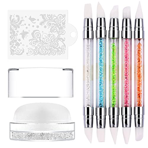 Clear Silicone Jelly Stamper, Nail Dotting Pen Transparent Nail Stamper Scraper for French Tip Nails Art Design Manicure Tools