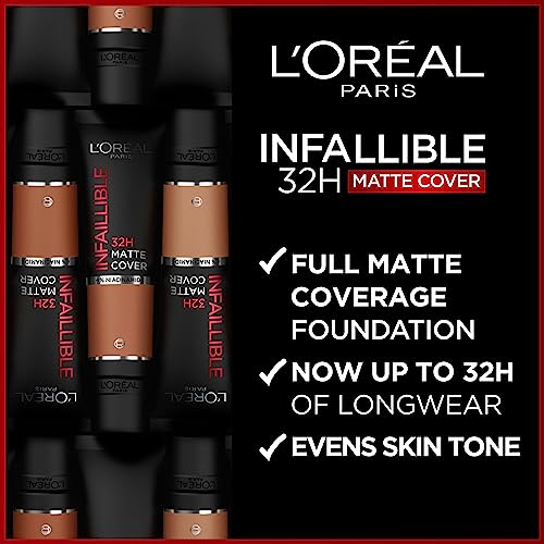 L'Oreal Paris Cover Liquid Foundation, With 4% Niacinamide, Long Lasting, Natural Finish, Available in 20 Shades, SPF 25, Infallible 32H Matte Co
