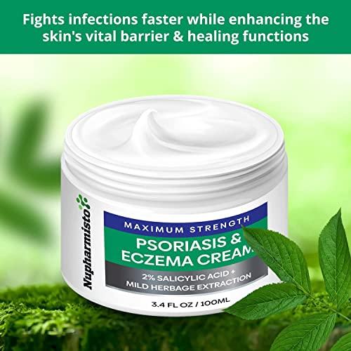 Nupharmisto Psoriasis Cream, Eczema Dermatitis Maximum Strength Relieve Symptom of Resistant, Effective for Seborrheic Dermatitis, Folliculitis,
