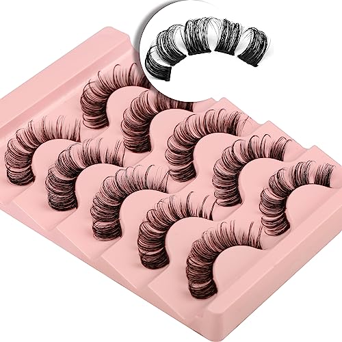 False Eyelashes Cluster D Curl Russian Strip Lash Natural Look Fluffy Wispy Individual Cat Eye Lashes DIY 50 Cluster Eyelashes Extension 3D Volum