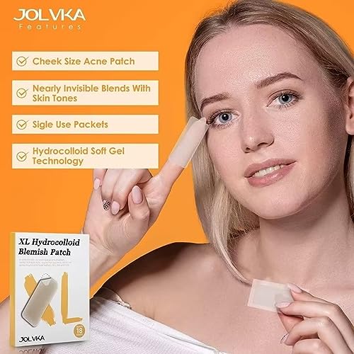 JOLVKA Large Pimple Patch,18 Strips (XL), Hydrocolloid Blemishes Patch Spot Dots, Pimple Stickers