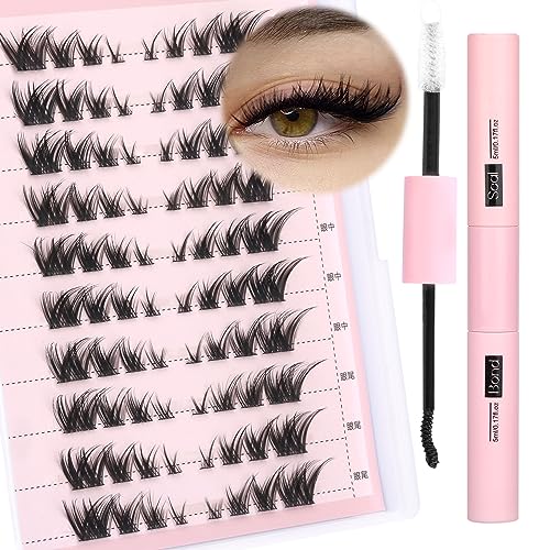 DIY Lash Extension Kit 200pcs Lash Clusters with Bond and Seal Individual Lashes Kit Cluster Lashes Wispy C D Curl False Eyelash Clusters by Ruai