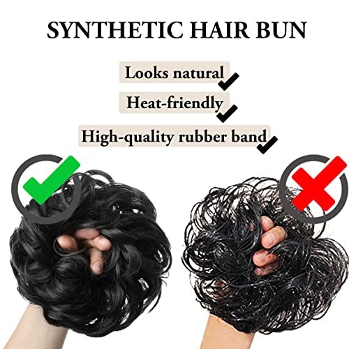 Messy Hair Bun Extensions Curly Wavy Hair Scrunchies for Women Girls Large Synthetic Donut Updo Hair Pieces Hair Chignons