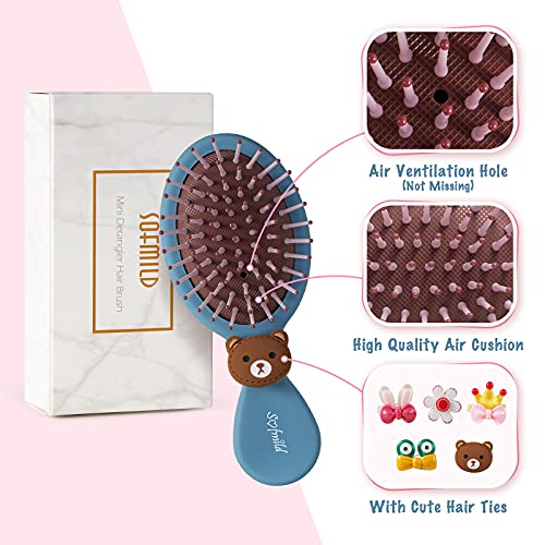 Hair Brush, Detangler Brush for Girls Boys Women Men Kids Wet Dry Hair, Mini Travel Detangling Brush for All Hair Types Glide Through Tangles Wit