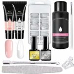 Nail Extension Kit, Gel Nail Kit Builder 2 Colors Poly Extension Gel False With Slip Solution , All-In-One Nail Gel Kit For Beginners Nail Art Fr