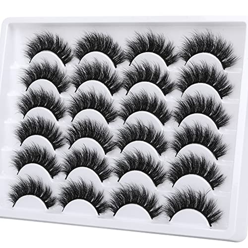 Newcally False Eyelashes Natural 3D Lashes Cat Eye Look Faux Mink Lashes Fluffy Strip 14 Pairs, Multipack