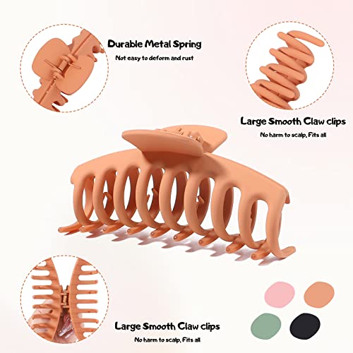 Hair Claw Clips for Women Girls, 8 PCS Hair Clips for Thick Hair, Thin Hair Strong Large Hold Hair Claw 4.3" Nonslip Hair Clamps Claw Clip Grips