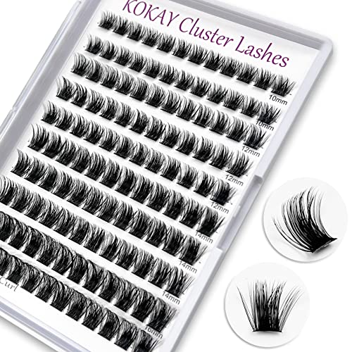 Cluster Lashes 120Pcs 10-16mm Individual Lashes D Curl Professional Lash Extension Kit, DIY False Eyelashes Fluffy Reusable Soft (10-16mm, 120 Cl