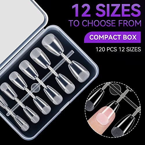Gelike ec Short Coffin Nail Tips - XS Soft Gel Nail Tips Coffin Shaped Full Cover Gel X Nails Pre Etched for Extensions,PMMA Resin Clear Strong F