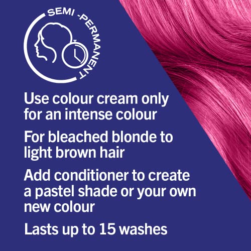 Schwarzkopf LIVE Ultra Brights Or Pastels, Vibrant Semi-permanent Pink Hair Dye, Lasts Up to 15 Washes, Shocking Pink 093, 1 Count(Pack of 1)