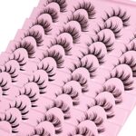 Manga Lashes Natural Look Anime False Eyelashes 20 Pairs Clear Band Individual Wispy Fake Eyelashes Strip Spiky DIY Cluster Lashes Extension C Cu
