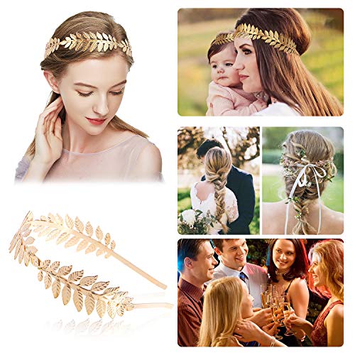 Roman Leaf Crown,XCOZU Goddess Tiara Gold Leaf Band Crown of Leaves,Girls Greek Gold Leaf Headband Bridal Headbands Gold Laurel Leaf Headdress Bo