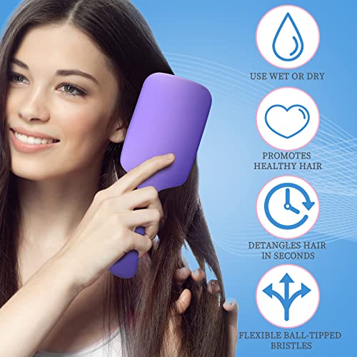 LORSEX 2 Pack Hair Brush, Large Detangling Paddle Hairbrush for Women Men and Kids, Great on Wet/Dry Hair Smoothing Massaging Detangling (Pink-Pu