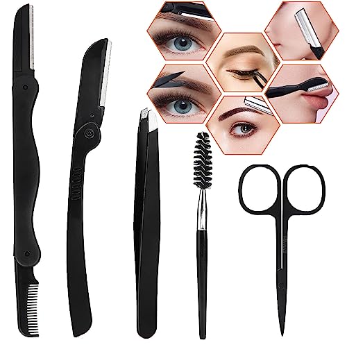 Eyebrow Set, 5-in-1 Eyebrow Trimming Set, Eyebrow Scissors Eyebrow Tweezers Eyebrow Comb Eyebrow Scissors, Eyebrow Trimming Kit Professional Eyeb